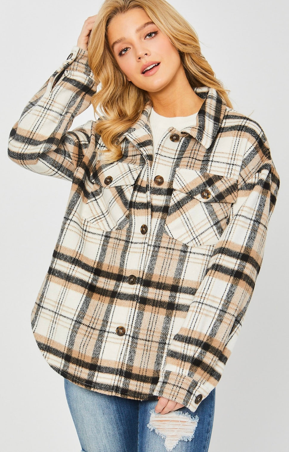 Plaid Bust Pocket Shacket