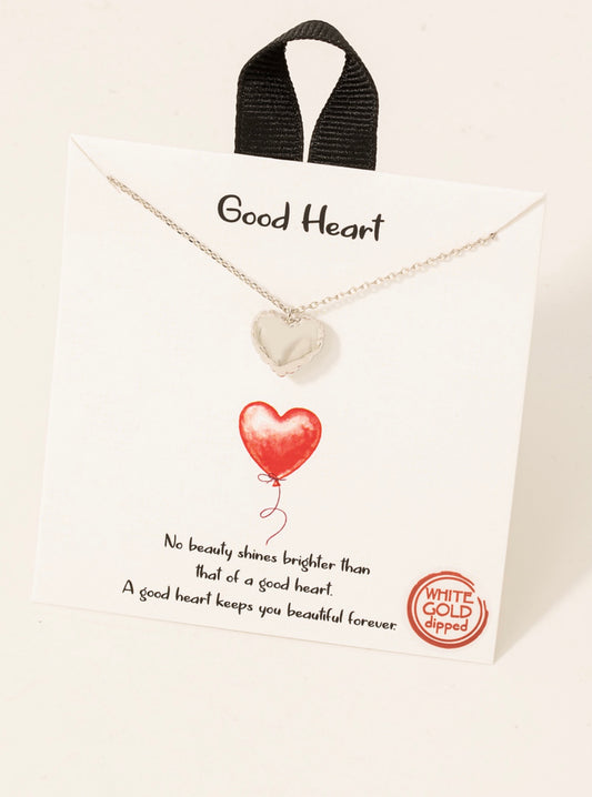 Metallic Good Heart Pendant Necklace