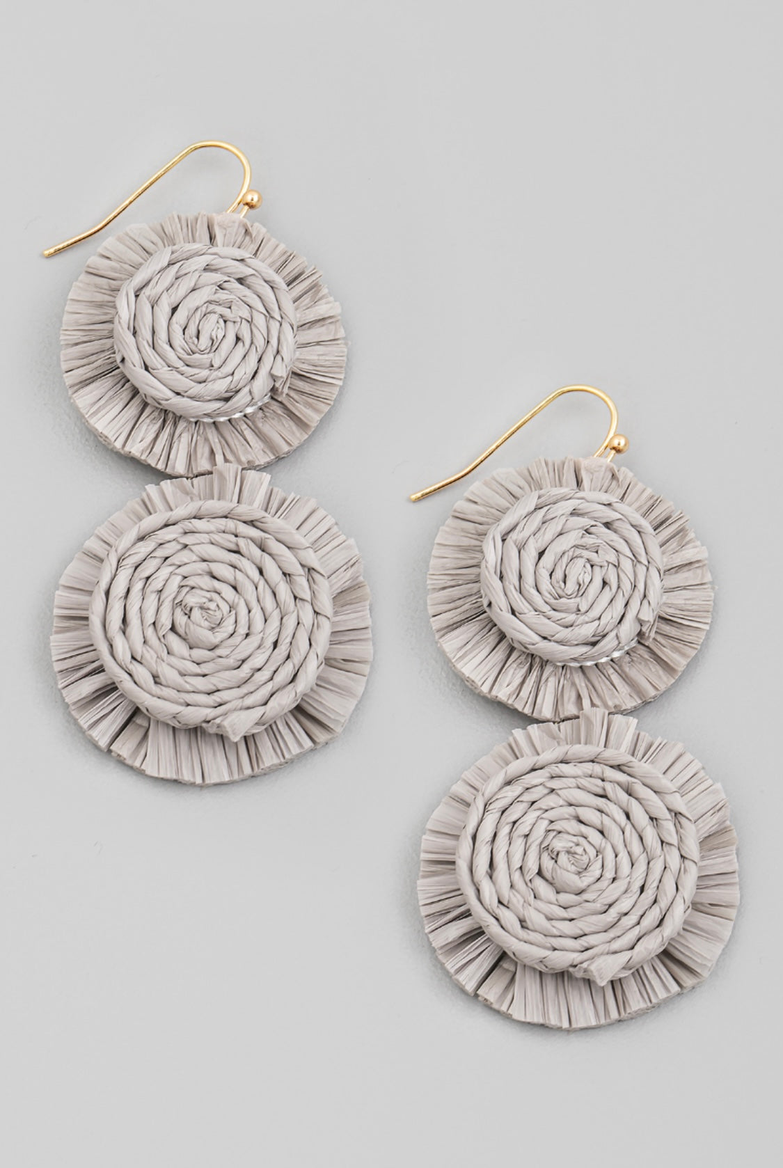 Raffia Straw Circle Earrings