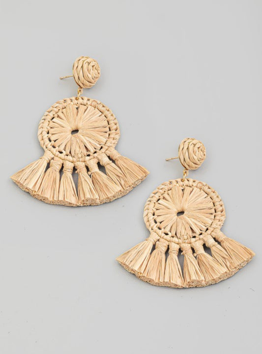 Circle Raffia Earrings