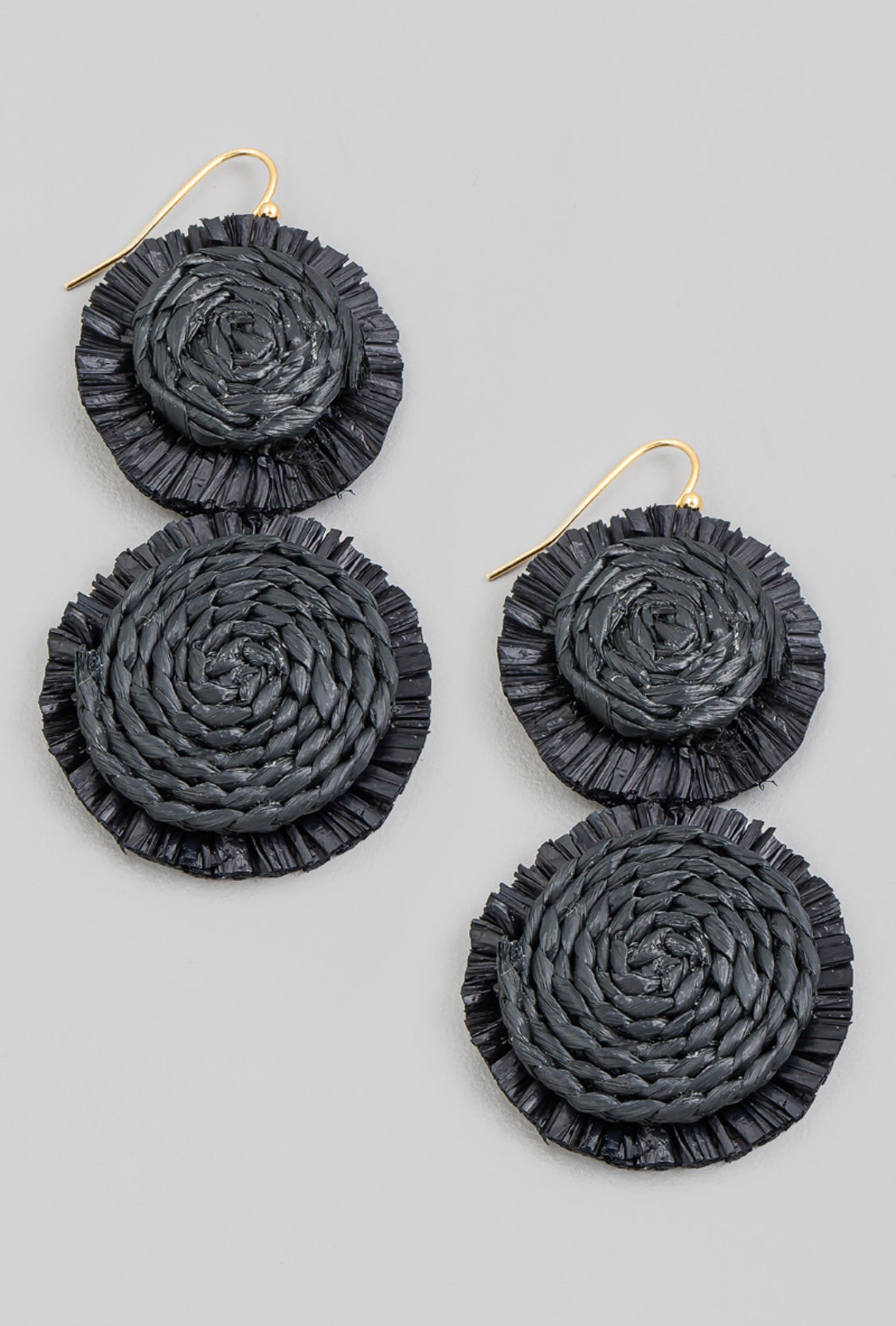 Raffia Straw Circle Earrings