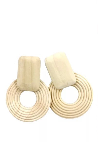 Ridge Wooden Hoop Drop Earrings